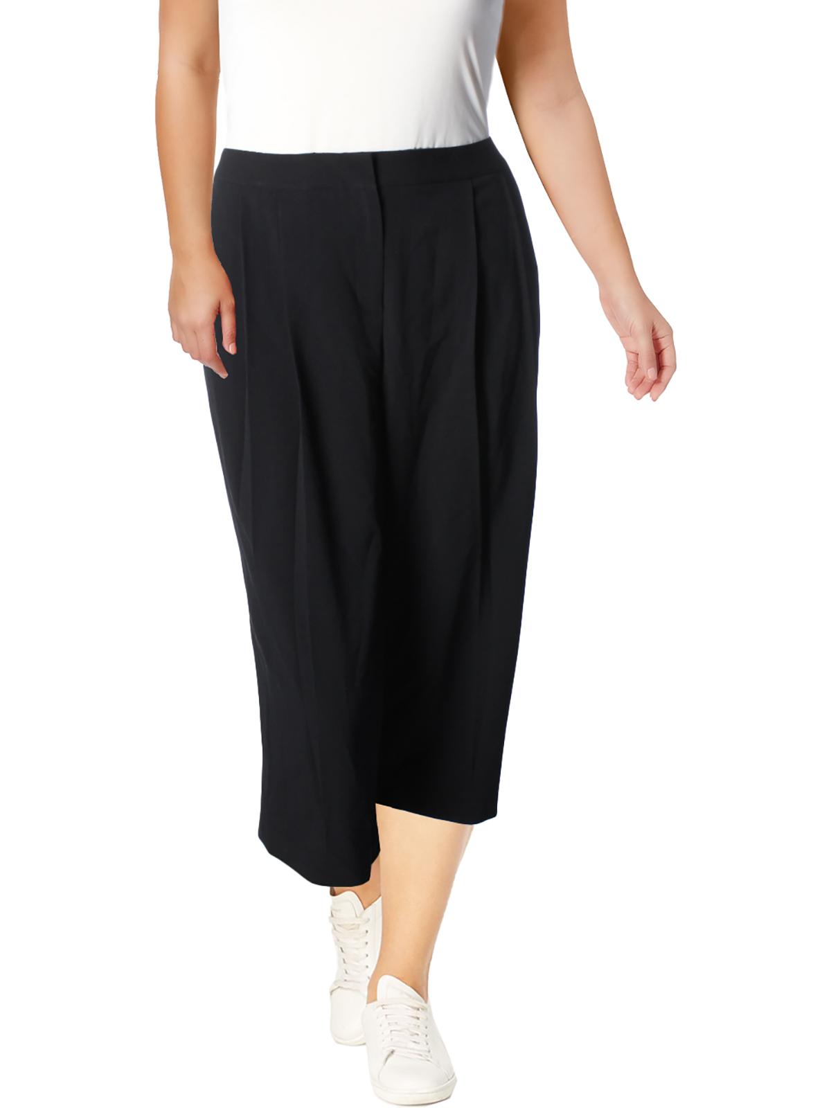 Womens Plus Double Pleated Comfort Fit Culottes